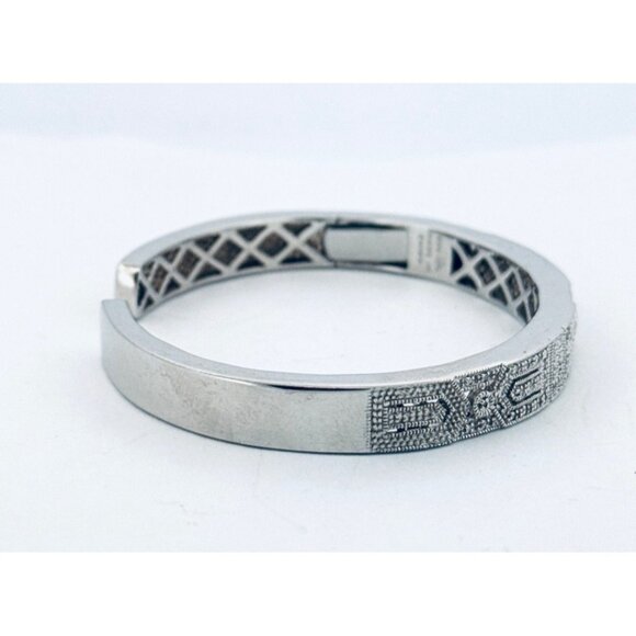 Estate Sterling Silver 925 Designer Diamond Filigree Hinged Cuff Bracelet 6” - Picture 3 of 10